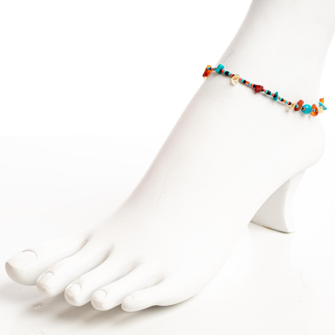 Dainty boho gypsy beach anklet with Czech seed beads, bugle beads, handmade / HCA B6-1