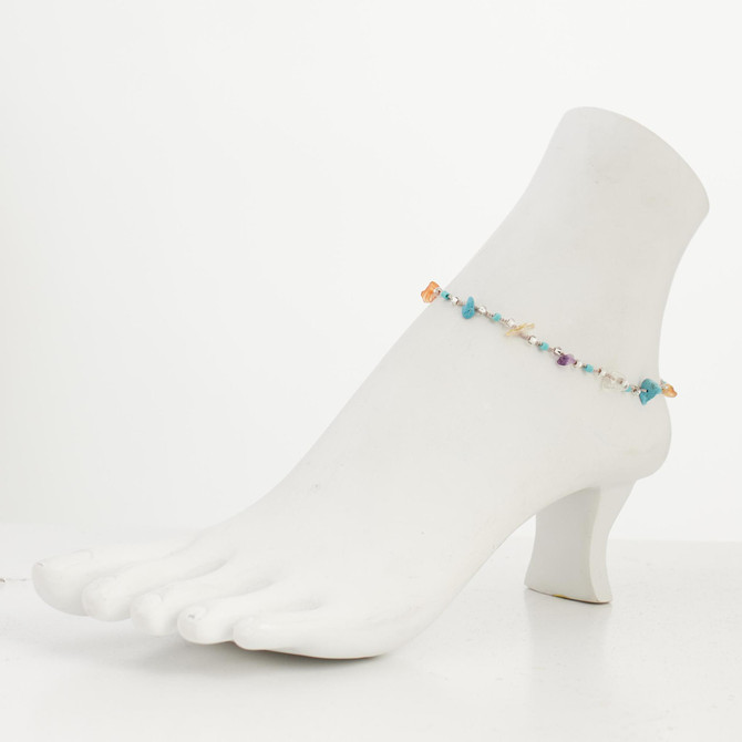 Dainty boho gypsy beach anklet with Czech seed beads, bugle beads, handmade / HCA B1-1