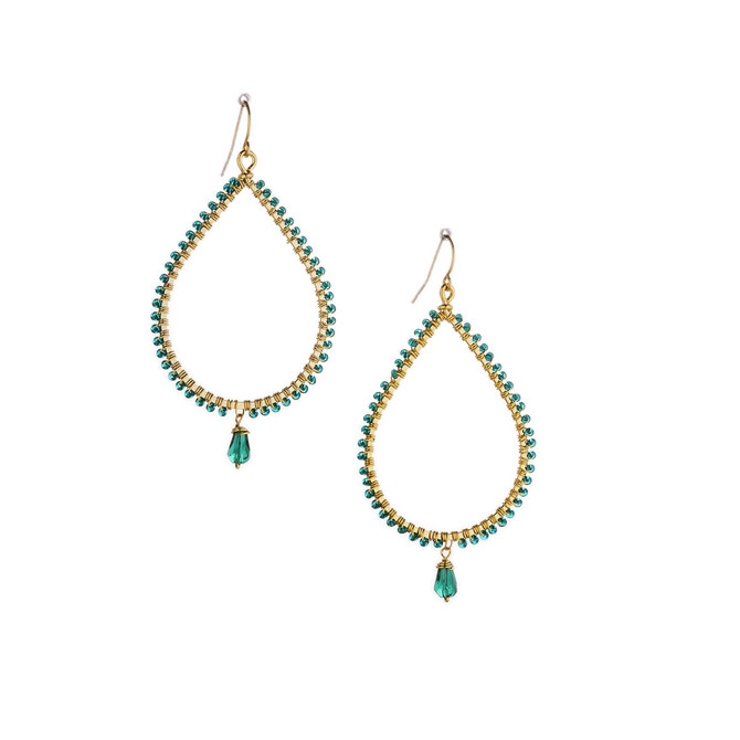 Hammered  Boho, Bohemian, Geometric gold plated crystal Bohemian Earrings / GAE G B289-25