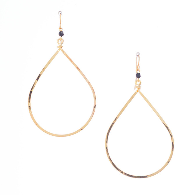 Hammered Bohemian, Gold, Tear Drop Gypsy Boho Earrings, Handmade / GAE G B72-14