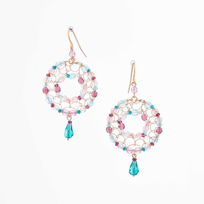 Handmade Celestial Crystal Wire-wrapped Gold-Plated Earrings / WFE B66-MWF12