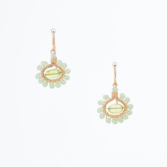 Handmade Celestial Crystal Wire-wrapped Gold-Plated Earrings / WFE B51-D12