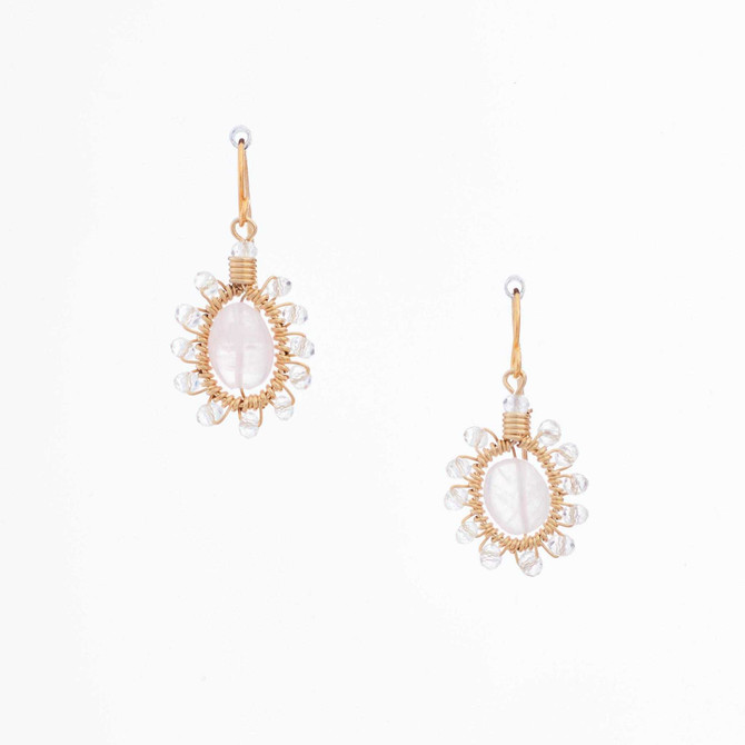 Handmade Celestial Crystal Wire-wrapped Gold-Plated Earrings / WFE B53-28