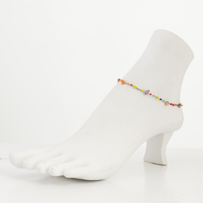 Dainty boho gypsy beach anklet with Czech seed beads, bugle beads, handmade / HCA B1-5