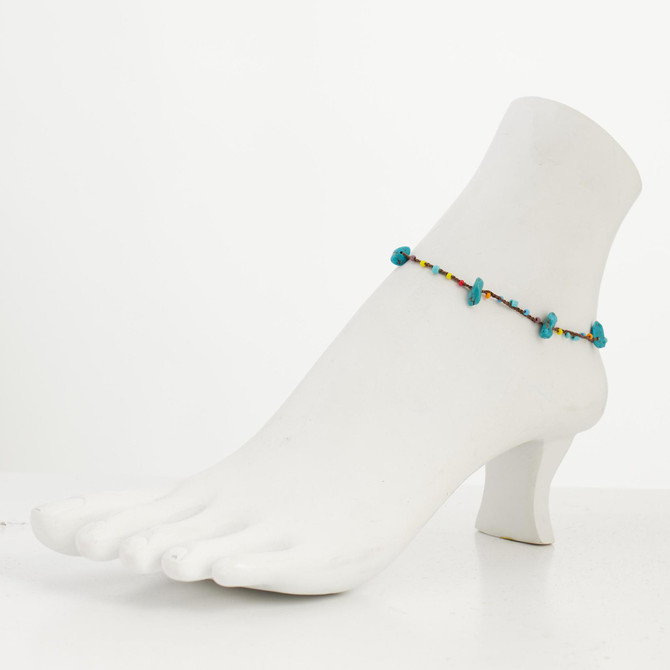 Dainty boho gypsy beach anklet with Czech seed beads, bugle beads, handmade / HCA B1-7