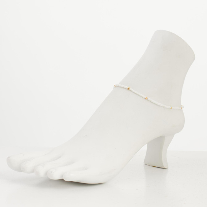 Dainty boho gypsy beach anklet with Czech seed beads, bugle beads, handmade / SWA G B1-24