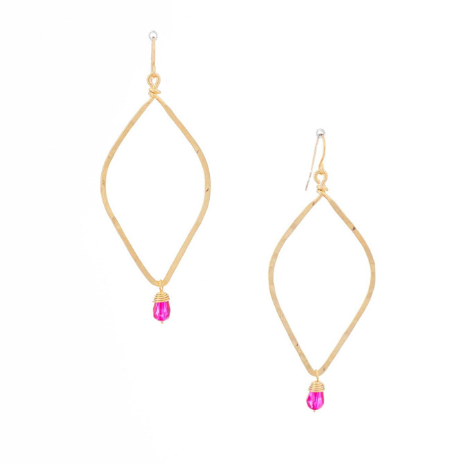 Hammered, Bohemian, Gold-plated, Beaded, Wire Wrapped Gypsy Boho Earrings, Handmade / GAE G B235-84