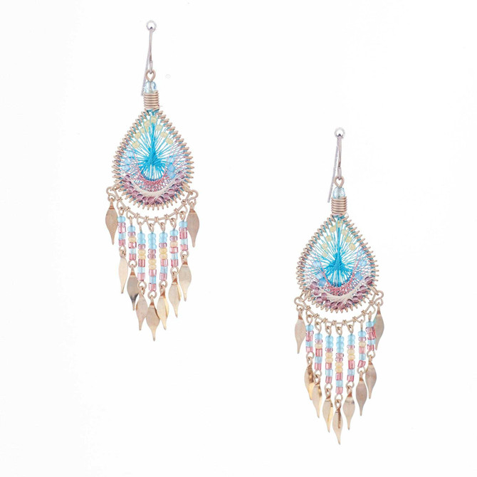 Handmade Boho Beaded Silk Thread Bohemian Mermaid Earrings / MRE B7-8RNW