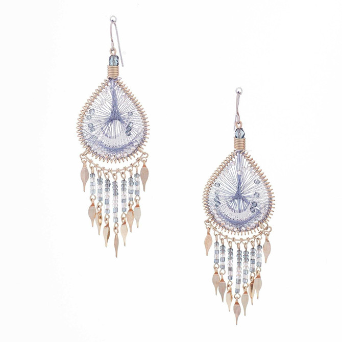 Handmade Boho Beaded Silk Thread Bohemian Mermaid Earrings / MRE B9-2BLK