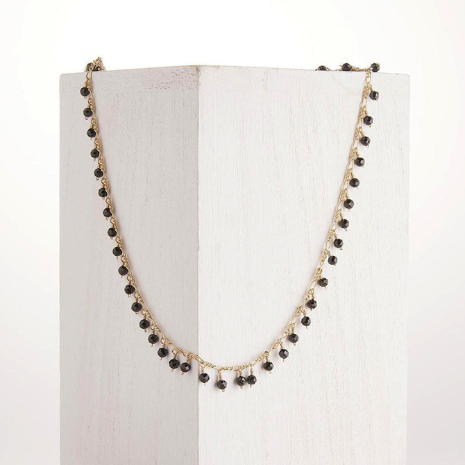 Gold-filled Dangling Onyx Gemstone Necklace / DJN G B23-1