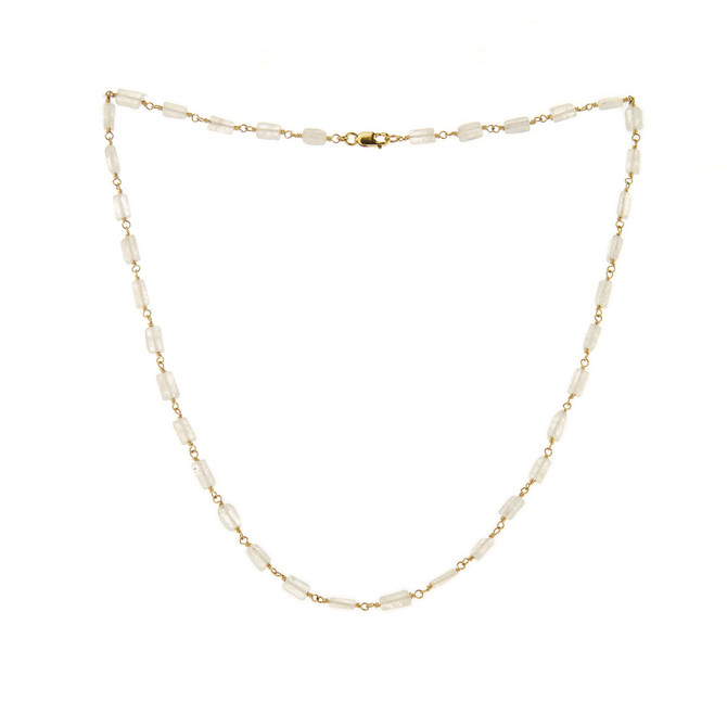 Gold-filled Faceted Rectangular Moonstone Gemstone Necklace / DJN G B28-13