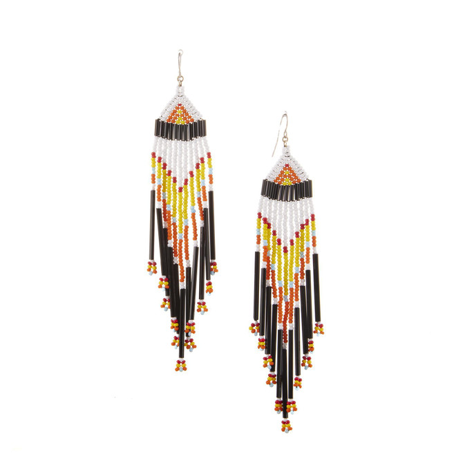 Handmade Southwest boho beaded earrings, Czech glass bead festival tribal bohemian beaded earrings / KPE B219-M28