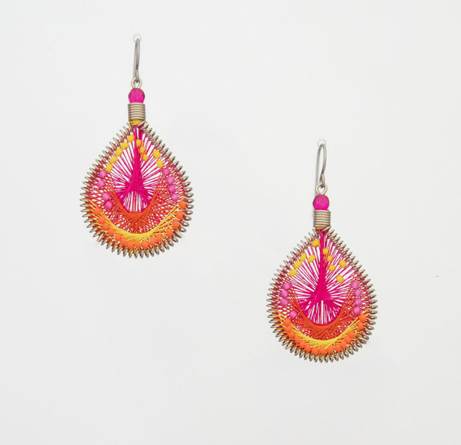Handmade Boho Beaded  Silk Thread  Bohemian Mermaid Earrings  / MRE B1-1BRZ