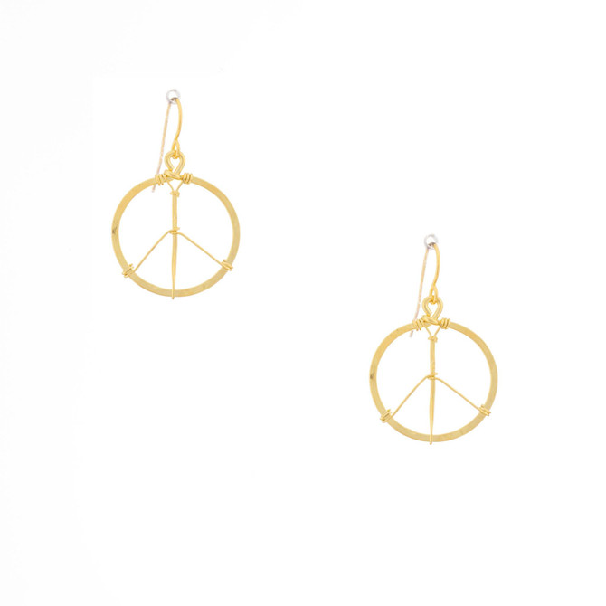 Hammered , Bohemian,  Gold Peace Sign hoops / GAE G B6-1