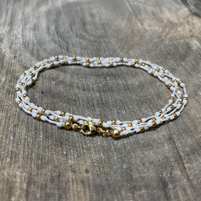 Twisted Boho Silk Thread Seed Bead Necklace / Wrap Bracelet / GG138-17