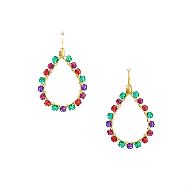 Handmade Bohemian Beaded Gold Plated Cleopatra Earrings / CLE G B123-M31