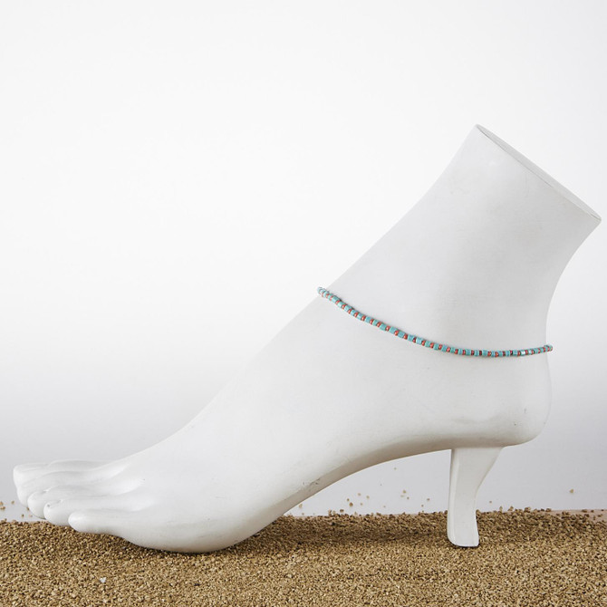 Dainty boho gypsy beach anklet with Czech seed beads, bugle beads, handmade / ATA B24-2