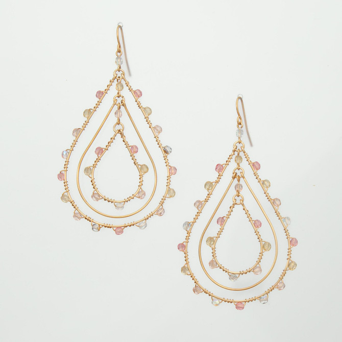 Handmade Bohemian Beaded Gold Plated Cleopatra Earrings / CLE G B208-M37