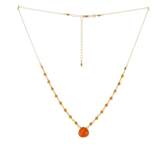 Gold-filled Chain Necklace with Carnelian Pendant / BNN G B3-11