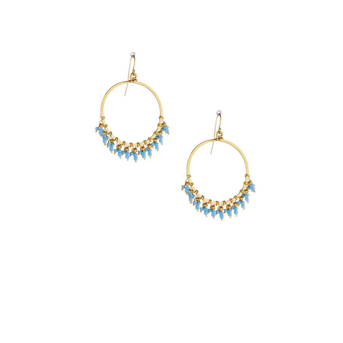 Handmade Hammered Gold-plated Wire Wrapped Boho Earrings / GAE G B107-28