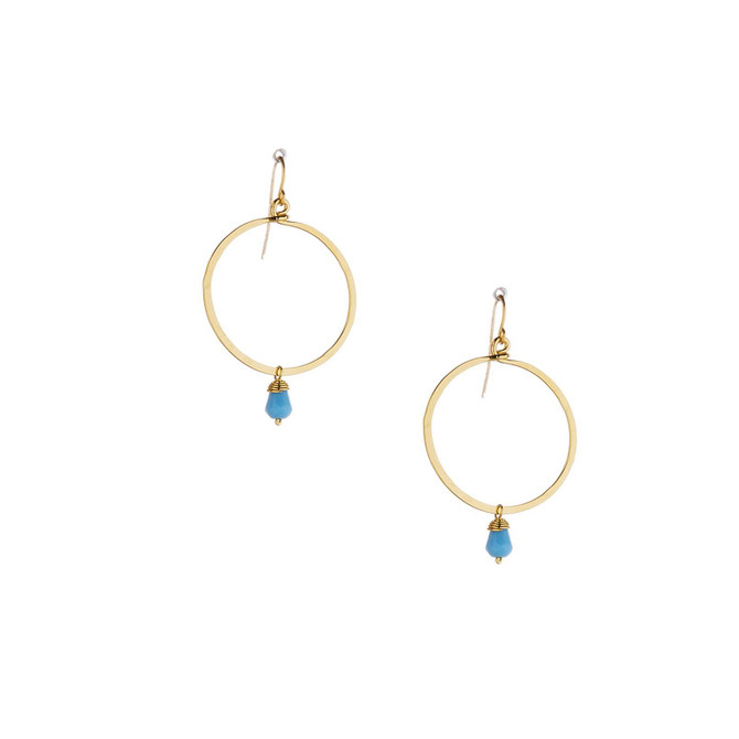 Hammered Gold-plated Beaded, Wire Wrapped Earrings, Handmade / GAE G B102-28