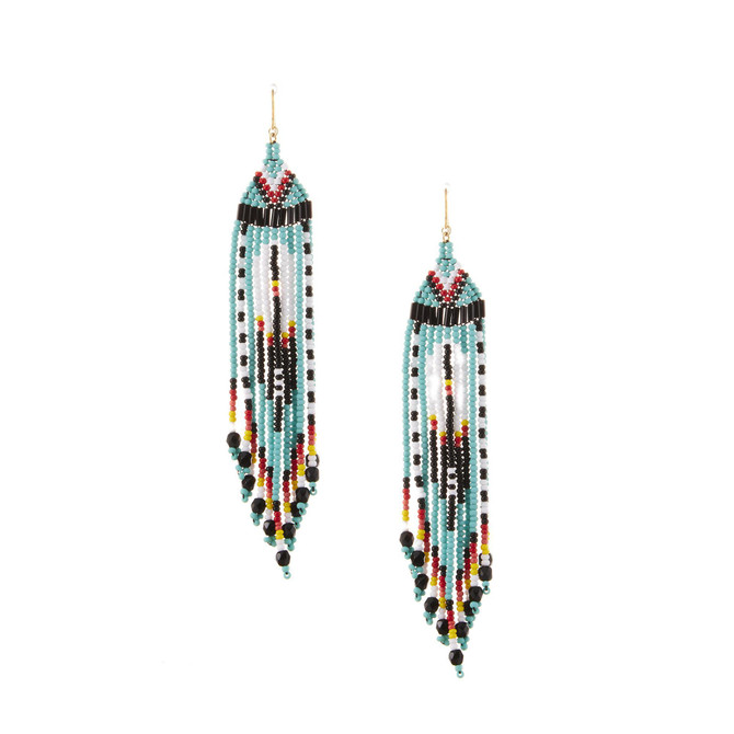 Handmade Southwest boho beaded earrings, Czech glass bead festival tribal bohemian beaded earrings / KPE B215-M15