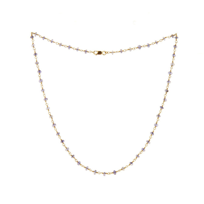 Gold-filled Faceted Rondelle Iolite Gemstone Necklace / DJN G B10-3