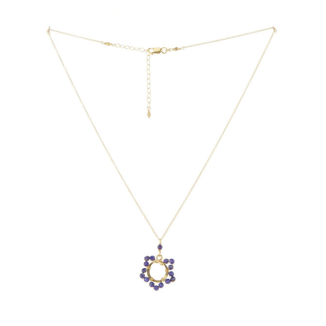 Gold-filled Chain Necklace with Blue Lapis Gemstone Pendant / BNN G B63-19
