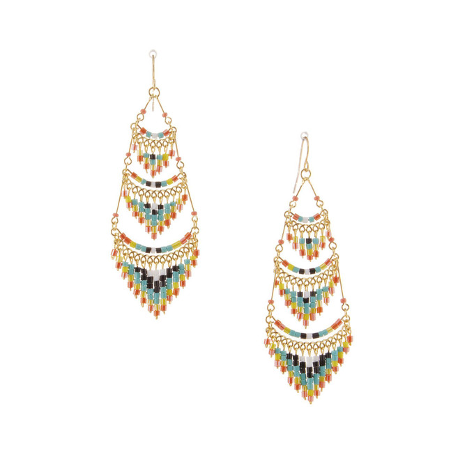 Handmade Bohemian Beaded Gold Plated Cleopatra Earrings / CLE G B45-M56