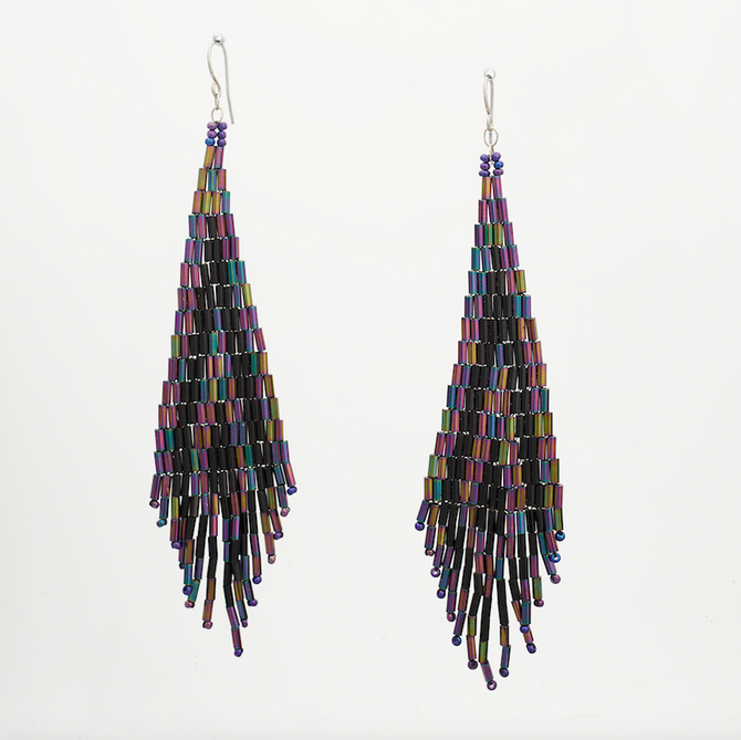 Handmade American South earrings, Czech glass bead festival tribal bohemian beaded earrings / KPE B163-63