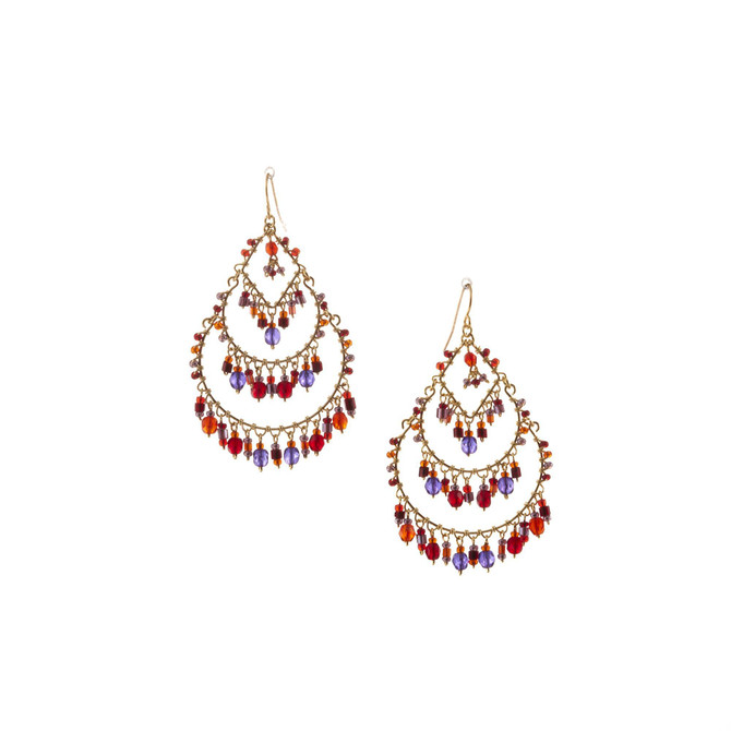 Bohemian Gold Plated Multi-Color Chandelier Earrings / CAE G B46-M17