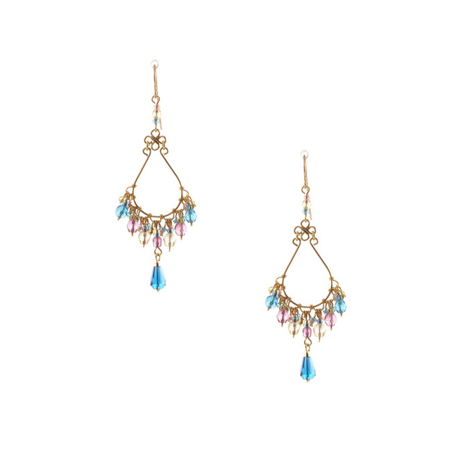 Handmade Bohemian Beaded Gold Plated Chandelier Earrings / CAE G B105-M105