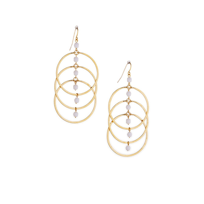 Hammered  Boho, Bohemian,  Gold, Beaded, Wire Wrapped Gypsy Boho Earrings, Handmade / GAE G B125-3