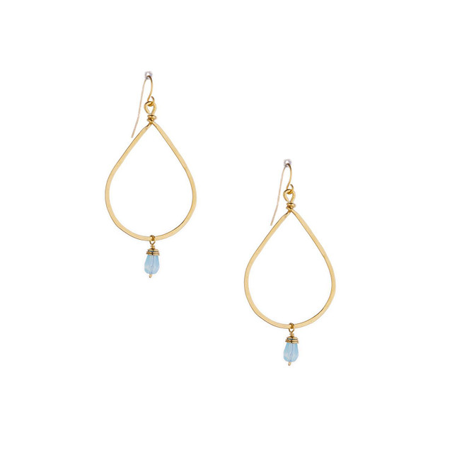 Hammered Gold Plated Beaded Wire Wrapped Teardrop Earrings / GAE G B133-10