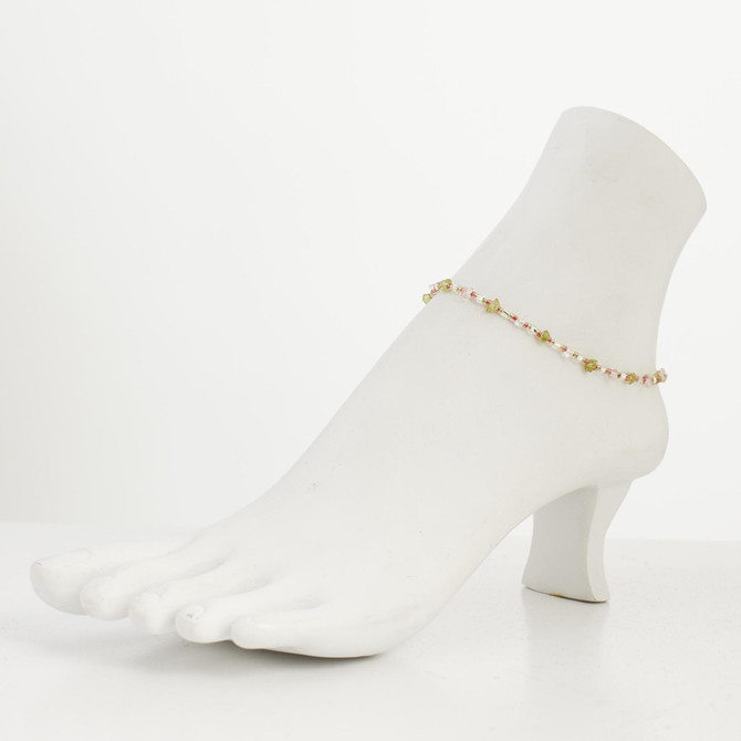 Dainty boho gypsy beach anklet with Czech seed beads, bugle beads, handmade / HCA B23-3