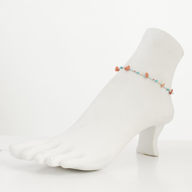 Dainty boho gypsy beach anklet with Czech seed beads, bugle beads, handmade / HCA B22-4