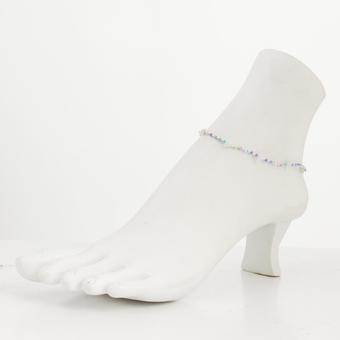 Dainty boho gypsy beach anklet with Czech seed beads, bugle beads, handmade / HCA B22-2