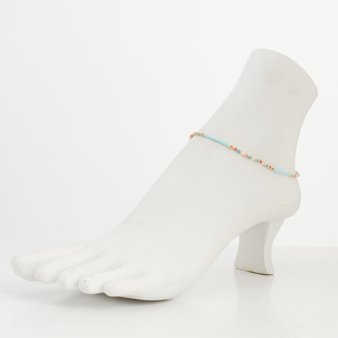Dainty boho gypsy beach anklet with Czech seed beads, bugle beads, handmade / SWA G B1-30