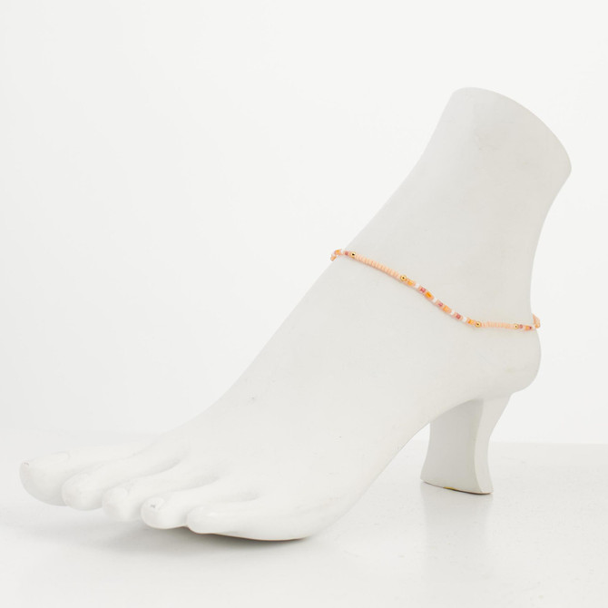 Dainty boho gypsy beach anklet with Czech seed beads, bugle beads, handmade / SWA G B1-1