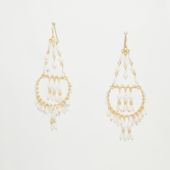 Handmade Bohemian Beaded Gold Plated Chandelier Earrings / CAE G B15-3
