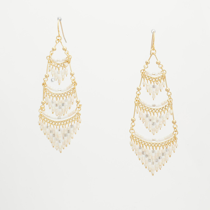 Handmade Bohemian Beaded Gold Plated Cleopatra Earrings / CLE G B45-D19