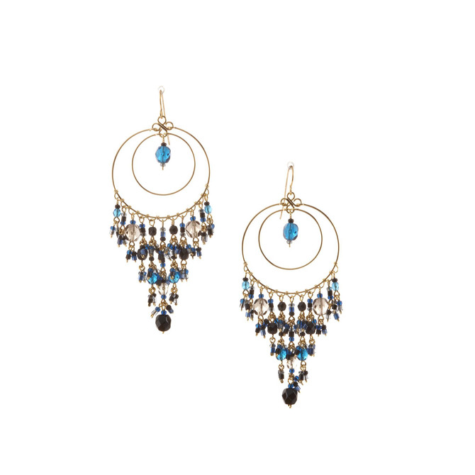 Handmade Bohemian Beaded Gold Plated Chandelier Earrings / CAE G B31-M33