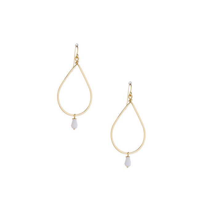 Hammered, Bohemian, Gold-plated, Beaded, Wire Wrapped Gypsy Boho Earrings, Handmade / GAE G B133-3