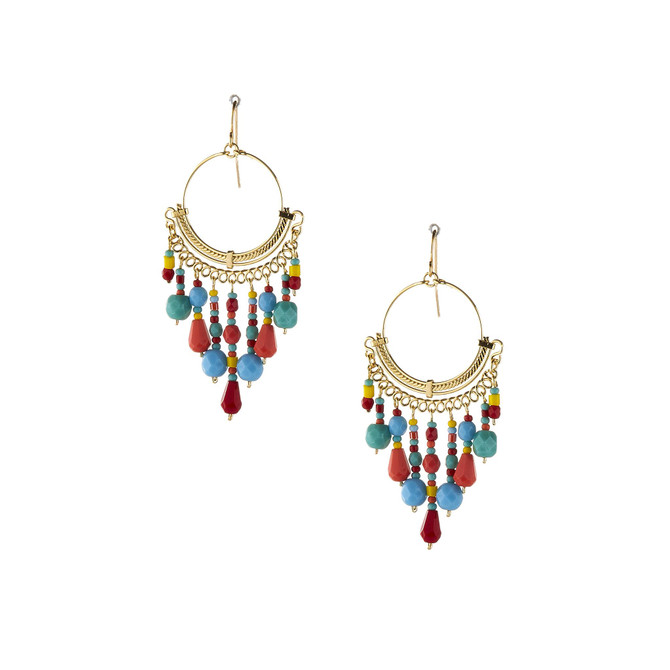 Handmade Bohemian Beaded Gold Plated Cleopatra Earrings / CLE G B258-M3