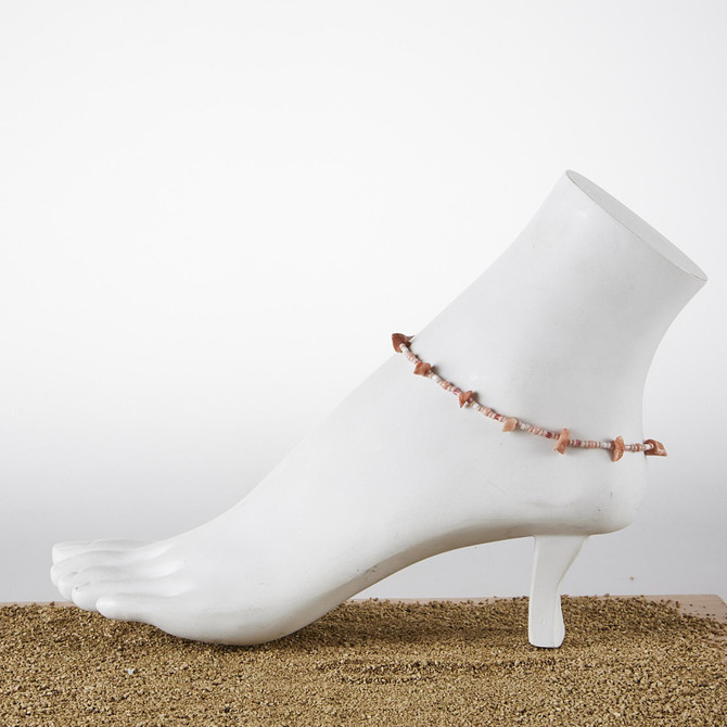 Dainty boho gypsy beach anklet with Czech seed beads, bugle beads, handmade / HCA B23-4