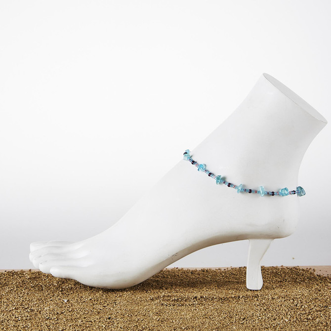 Dainty boho gypsy beach anklet with Czech seed beads, bugle beads, handmade / HCA B23-7