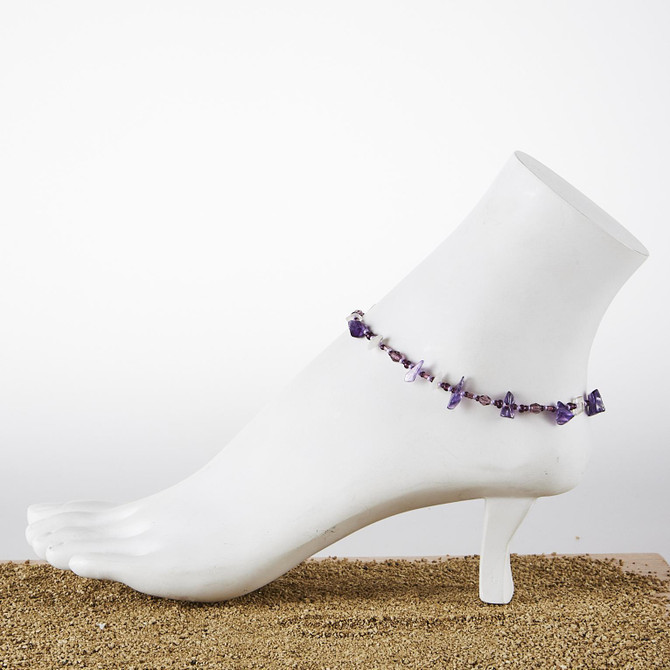 Dainty boho gypsy beach anklet with Czech seed beads, bugle beads, handmade / HCA B21-9
