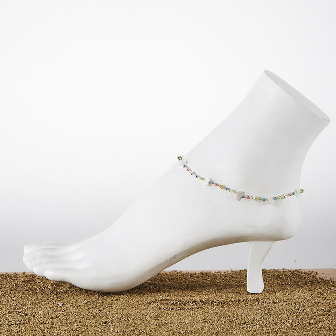 Dainty boho gypsy beach anklet with Czech seed beads, bugle beads, handmade / HCA B22-6