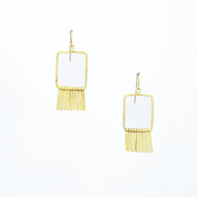 Hammered, Bohemian, Gold-plated, Wire Fringe Gypsy Boho Earrings, Handmade / GAE G B19-2