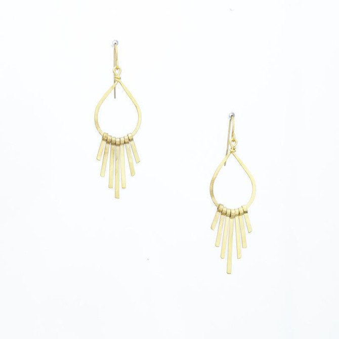 Golden Age hammered teardrop earrings with Gold Fringe  / GAE G B153-1